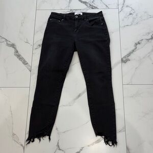 pistola Black Ankle Crop Frayed Hem Jeans